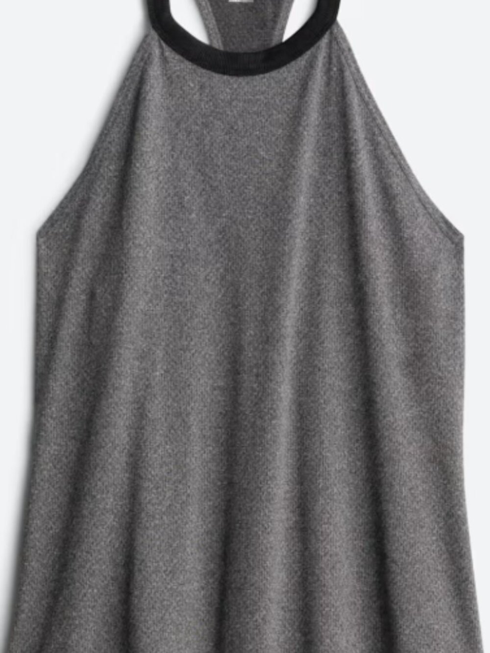 Rainbeau Heather Rib Neck Active Tank Top Large Grey